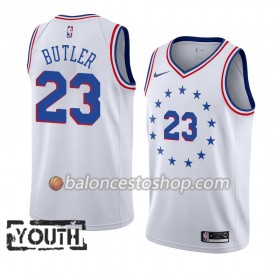 Camiseta Niños NBA Philadelphia 76ers Jimmy Butler 23 2018-19 Nike Blanco Swingman